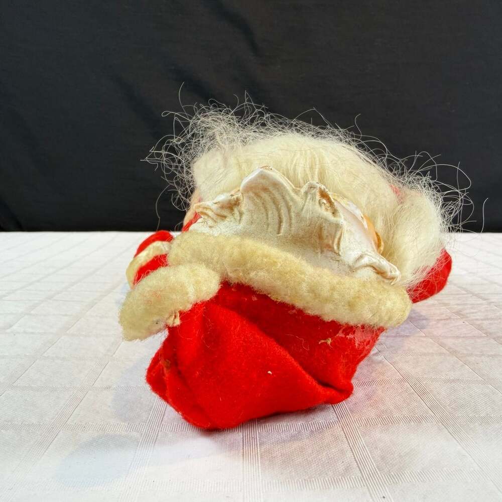 Vintage Santa Claus Figurine 13 in Red & White Fabric Outfit white Plastic Boots - Picture 6 of 12